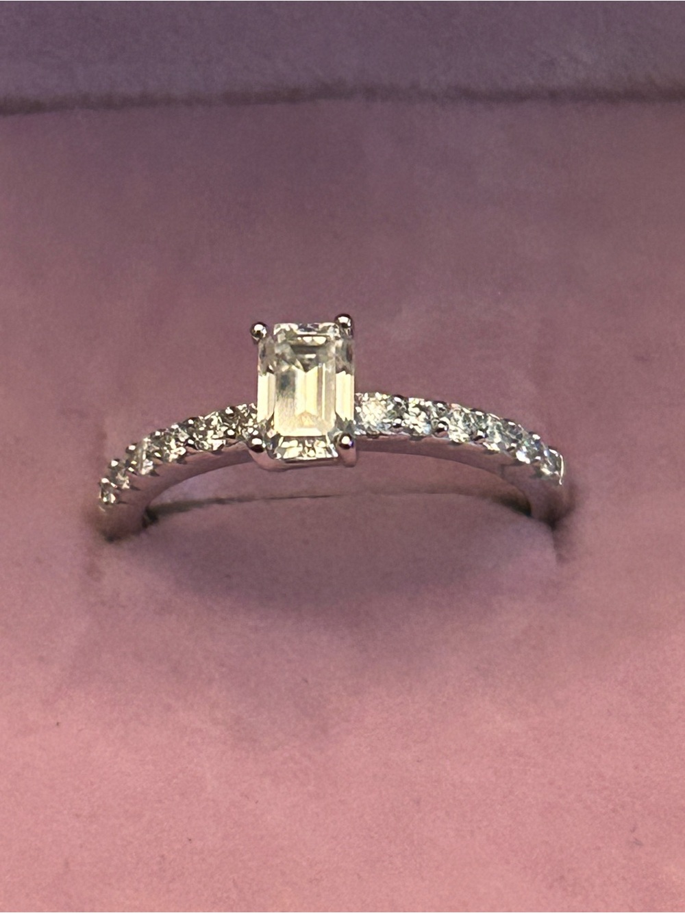 1.00CTW Emerald-Cut Genuine Moissanite ๐ Gem Ring w/Accents 925 Sterling Silver - Picture 11 of 12